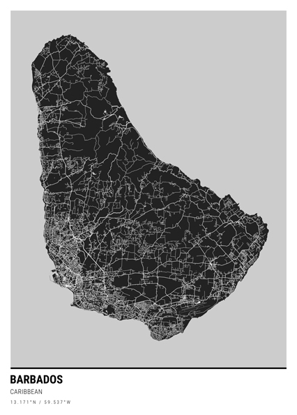 Barbados city map poster
