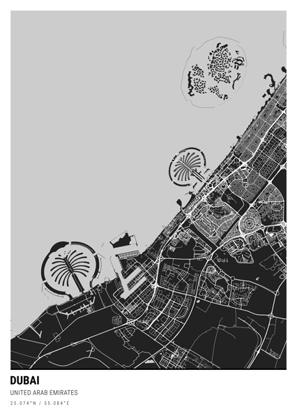 Dubai city map poster